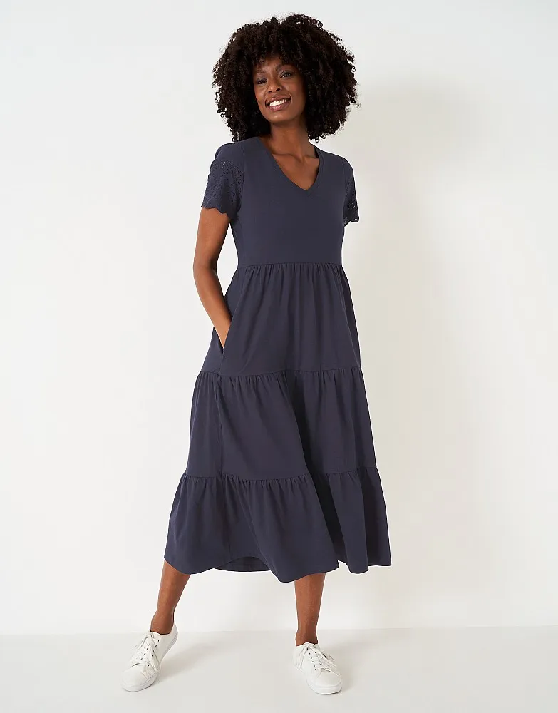 Women's Samantha Jersey Broderie Sleeve Dress from Crew Clothing Company