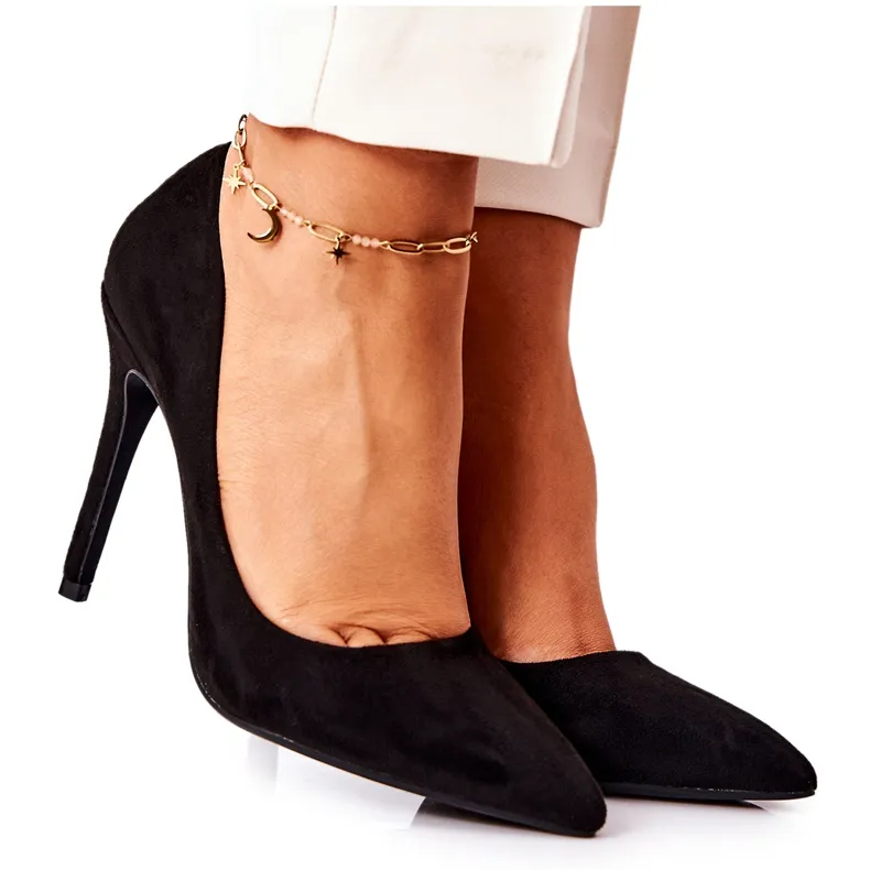 WS1 Black Melany Suede High Heels