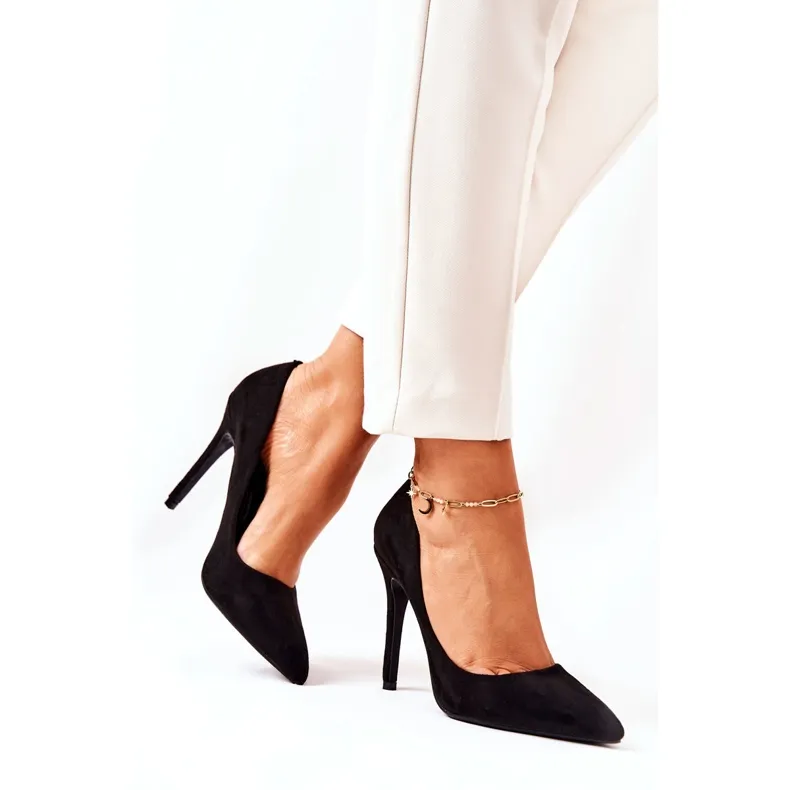 WS1 Black Melany Suede High Heels